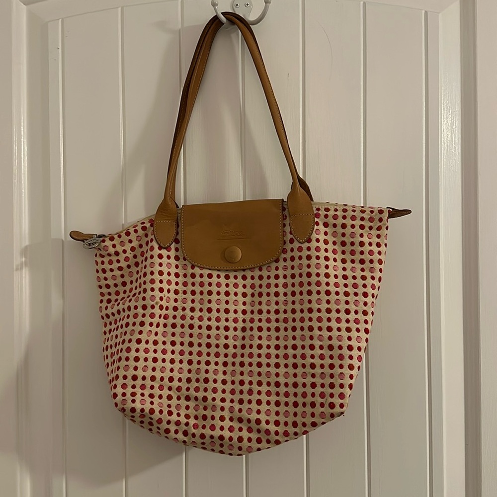Long champ polka dot bag